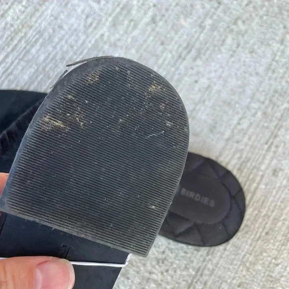 Birdies Black Fringe Slides Mules Womens Size 10 Comfy Quilted Ani - Picture 5 of 6